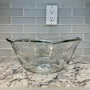 Vintage Anchor Hocking Savannah Clear Glass Punch/Serving Bowl
